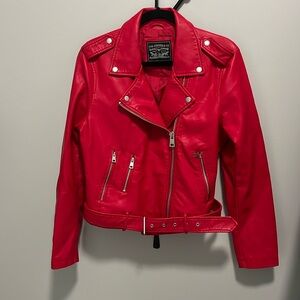 Levi’s Red Women's Belted Faux Leather Moto Jacket